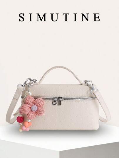 SIMUTINE Fashionable Girl's Handbag, New Versatile Commuter Square Bag, Stylish Shoulder Crossbody Bag, PU Material, Adjustable Strap, Suitable For Daily Use, Shopping, Commuting, Work, University (Includes Pendant)