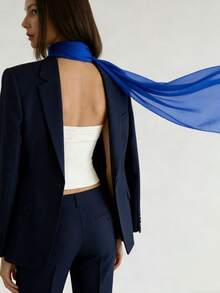 1pc Long Lightweight Chiffon Scarf, Narrow Neckerchief, Fashionable Accessory For Four Seasons, Spring/Summer/Autumn/Winter - Multicolor - View 4