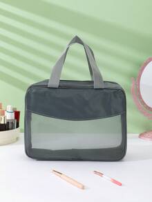 Multi-Color Mesh Nylon See-Through Handheld Bag, Men's Toiletry Bag, Portable Travel Essential Beach Bag For Towel, Toothpaste, Toiletries, Simple & Elegant, Suitable For Home, Travel, Unisex - Multicolor - View 8