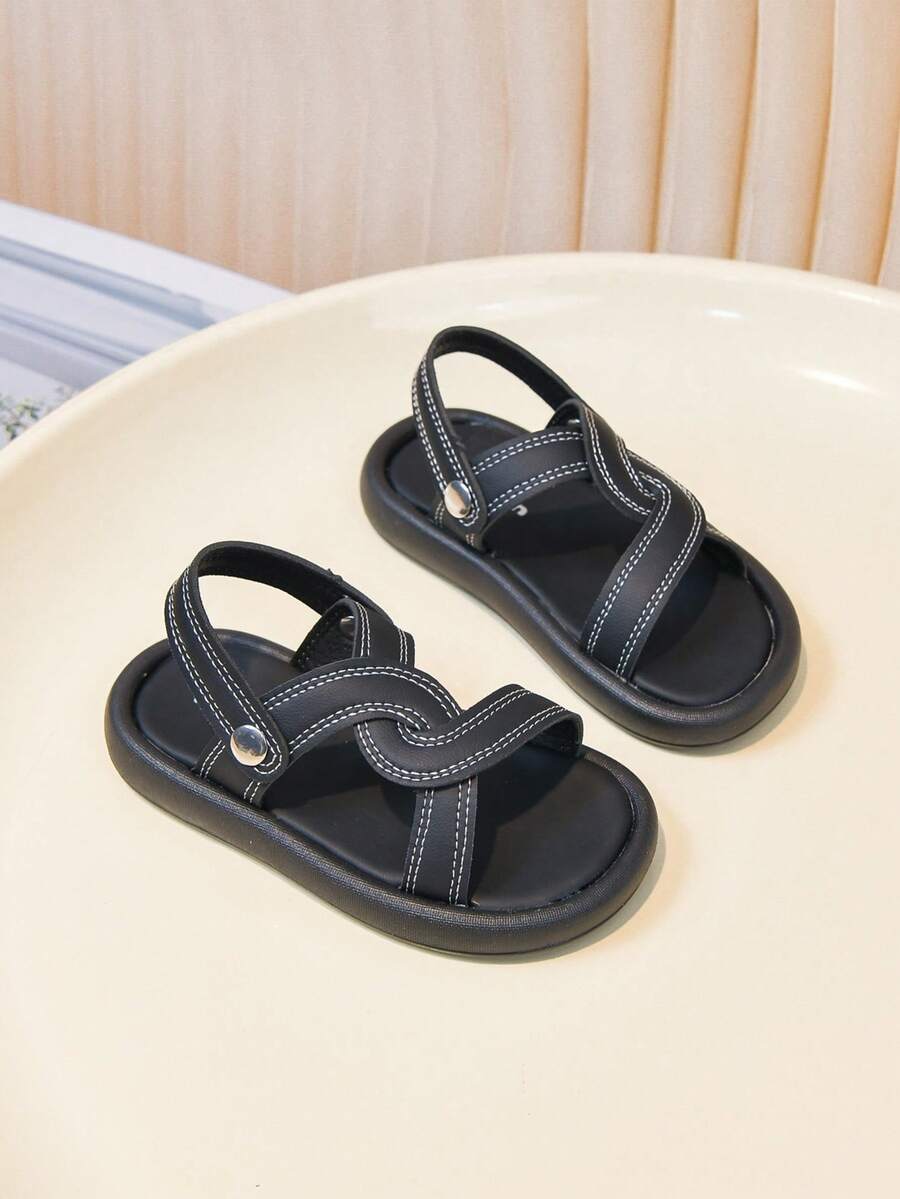 男女通用休闲凉鞋、运动凉鞋、平底凉鞋、软底婴儿凉鞋、二合一凉拖鞋 - 黑色 - 查看 1