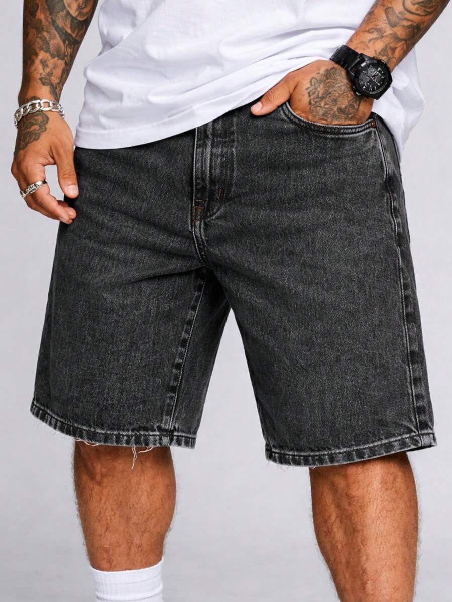 CVHM Jeans Men's Basic Bermuda Jeans 100% Cotton CHM JEANS Street Style - Xám - Xem 1