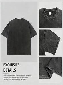 My Friends T-Shirt Tequila T-Shirt Tequila Fun T-Shirt 334817 Vintage Washed Retro Wax-Dyed Thickened Fun Men's Short Sleeve Printed T-Shirt PR - 黑色 - 查看 5