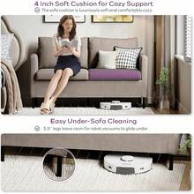 Linen Fabric Modern Small Loveseat Sofa Couch For Living Room, 51" W Little Upholstered 2-Seater Mini Love Seats W/Iron Legs For Small Space, Apartment, Bedroom, Dorm, Office (Dark Grey) - 米色 - 查看 3