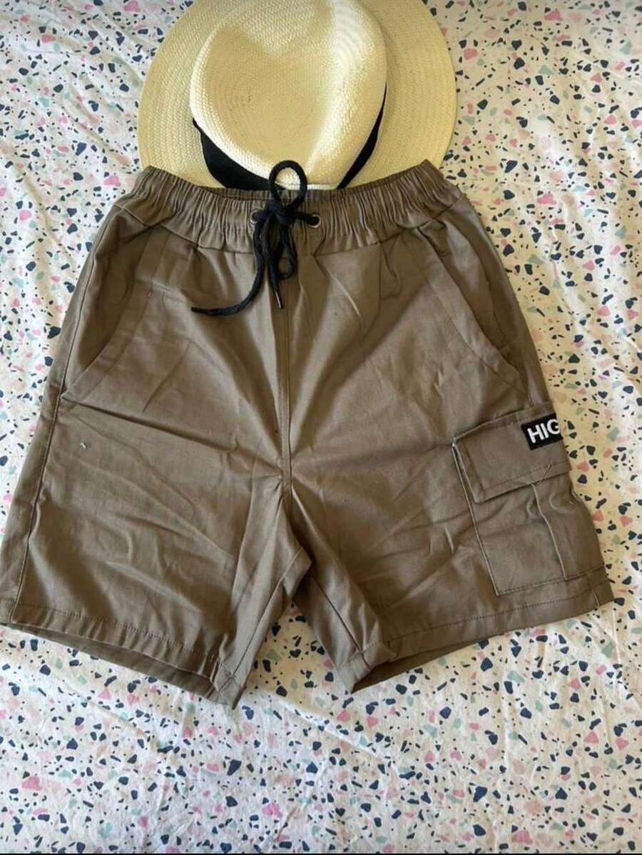 Cargo Shorts With Elastic Waistband, Direct From The Factory. - Màu Khaki - Xem 1