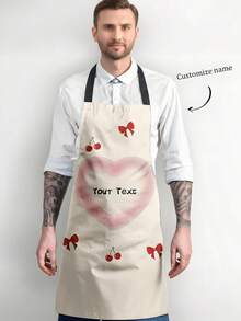 Customizable Kitchen Apron With Your Favorite Name And Photo. This Printed Apron In White Polyester Fabric Is Designed For Cooking And Baking, Making A Fun Gift For Home Chefs, Gardeners Or Servers. This Adorable Apron Is Perfect As A Birthday, Father's Day, Christmas, Or Wedding Gift For Dad, Mom, Friends And Couples. It Is A Classic Kitchen Apparel Made Of High-Quality, Comfortable Material. - Apricot - View 6