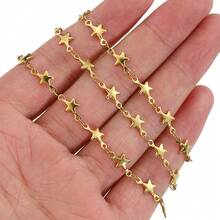 1m/2m Cadena de acero inoxidable con estrella con doble orificio, colgante de estrella de cinco puntas, para hacer pulseras, collares y joyería DIY - Cadena de estrella de cinco puntas - Ver 4