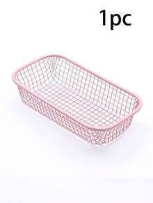 Cesta de almacenamiento de metal resistente a la oxidación, puede almacenar cosméticos, aretes, artículos de papelería, suministros de oficina, organizador de escritorio multifuncional, color crema, cesta de almacenamiento compacta de arte de hierro de moda, duradera, estante organizador de escritorio, adecuado para escritorio de oficina, tocador, unisex, organización del hogar, decoración del hogar - Multicolor - Ver 17