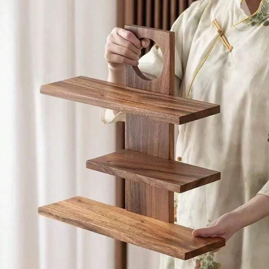 New Vintage Desktop Perfume Display Rack, Multi-Layer Retro Decor Shelf, Minimalist Modern Zen Tea Ceremony Tea Set Accessories Display Stand