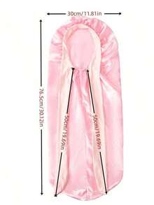 1件装女士仿丝蝴蝶结长尾睡帽，柔软面料，多功能护发头巾帽，居家佩戴 - 粉色 - 查看 4