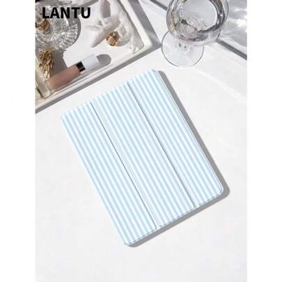 Stylish Pink Striped Design Flat Protective Case, Compatible With IPad 10.2", IPad (A16) 11", 11th Gen 2025 IPad 9th/10th, IPad Air 4th 10.9", Galaxy Tab S6 Lite 10.4", /, Anti-Drop, Pen Slot, Sleep/Wake Support, Romantic Gift