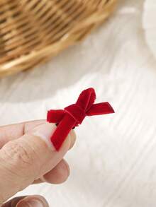 10 piezas de pinzas para el cabello con lazo de felpa, aptas para uso diario - Rojo - Ver 2