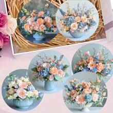 6pcs/Set Round Wooden Coasters - Spring/Summer Floral, Tulip, Peony Flower Vase Bouquet Design, 2D Printed - Heat Resistant Drink Coasters, Ideal For Home And Office Decor | Perfect For Coffee Tables, Desks, Kitchens, Tabletops | Great For Easter, Valentine's Day, Wedding Season, St. Patrick's Day, 4th Of July, Holiday Dining | Decorative Tableware - Multicolor - View 4