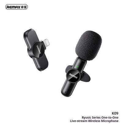  REMAX K09 Portable Wireless Clip-On Microphone With One-To-Two Connectivity Delivers Clear Audio For Live Streaming And Recording, Making It A Thoughtful Ramadan Gift.