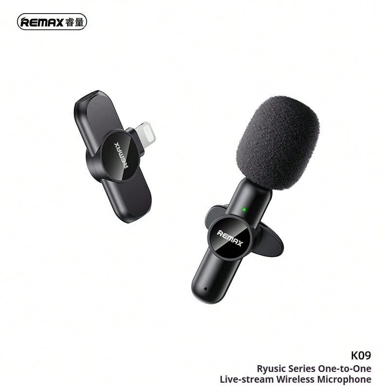 REMAX 無線一拖二直播領夾式收音麥克風便攜式直播迷你小麥克風 K09 - Lightning - 查看 1