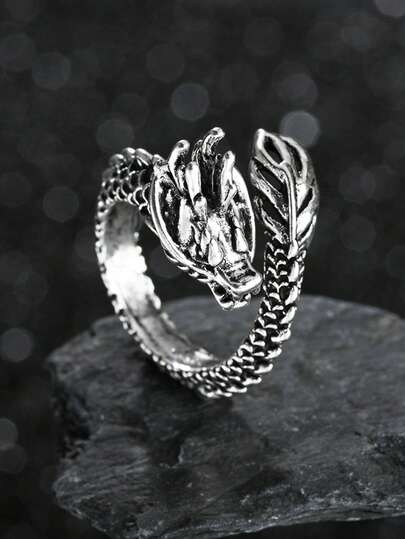1 pieza Anillo de aleación con forma de dragón vintage personalizado para hombres, adecuado para uso diario