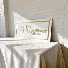 Custom Rectangular Signage, White Background With Gold-Plated Letters And Borders, Includes All Installation Materials, Personalized Commercial Signage, Custom Commercial Logo Signage, Custom Laser-Cut Commercial Signage, Custom Acrylic Commercial Signage, Laser-Cut Logo Signage - Multicolor - View 8