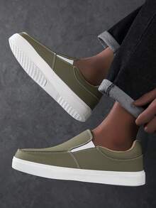 2025 New Men Shoes,White Casual Men's Shoes,Men's Loafers, Casual Slip-On Boat Shoes, Business Formal Soft Bottom Dress Shoes,Slip On Shoes - Army Green - View 4