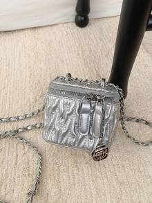Mini Box Bag With Chain And Diamond For Girls, New Autumn And Winter Luxury Style, Crossbody Bag In The Style Of .