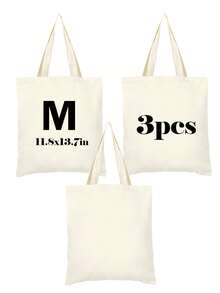 1/3/5/10pcs Women Simple Canvas Tote Bag, Open-Top Canvas Shoulder Bag, Handbag, Simple Schoolbag For Students, Casual Outdoor Travel Bag, Simple Shopping Tote Bag, Gift Packaging Bag For Baby Christening, Wedding, Travel, SPA Party, Holidays, Mother's Day, Anniversary - Beige - View 20