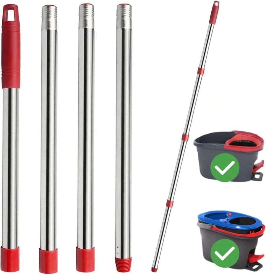 Kimmkco Spin Mop Head, Base, Mop Handle Replacement For O Cedar EasyWring 1 Tank System Microfiber Spin Mops, 2 Microfiber Mop Refills, 1 Triangle Head Cover And 30-58in Handle Set Combo - MàuF - Xem 1