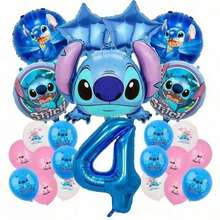 Hasbro Bộ 26 cái/6 cái bóng bay số chủ đề Lilo & Stitch, bao gồm bóng bay số kim loại màu xanh 1-9 và một bóng bay kim loại hình Stitch, hoàn hảo cho tiệc sinh nhật và các buổi tụ tập theo chủ đề - Nhiều màu - Xem 5
