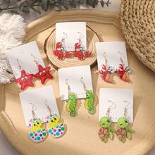 1 Pair Cute Cartoon Sea Turtle, Fruit, Bow Acrylic Earrings, Suitable For Women To Wear During Vacation And Music Festivals - Multicolor - View 13