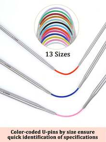 23厘米飞鸟图案针织套装，13种尺寸不锈钢环形针织针（随机颜色针线），DIY毛衣编织工具，针号2.0-6.0毫米 - 彩色 - 查看 6