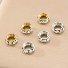 5pcs Stainless Steel Glass European Beads Large Hole Faceted Slide Charm For DIY Leather Macrame Bracelet Jewelry Craft Making - Spacer Beads - View 4
