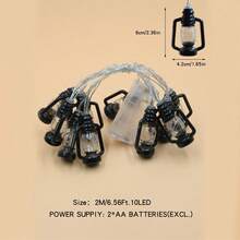 1pc 2m 10led Black Oil Lamp String Light For Courtyard, Home, Party, Holiday, Wedding, Pathway, Birthday, Rural, Festival, Seasonal Decoration - Yellow - View 6