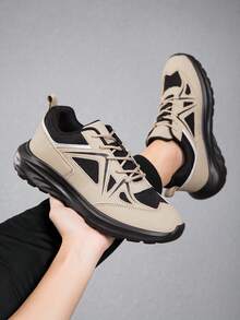 Atmungsaktive leichte Laufschuhe in Große Größen für Herren - Bequeme Sportschuhe für alle Jahreszeiten, geeignet für Outdoor-Aktivitäten, moderne Athletikschuhe, komfortable EVA-Innensohle, robuste Verarbeitung - Khaki - Übersicht 1