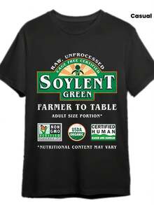 Men's Soylent Green Movie T-Shirt - Retro 1970s Sci-Fi Film Design With Iconic "Soylent Green Is People!" Slogan, Comfortable Blend Crew Neck Short Sleeve Tee For Casual Wear & Themed Events, PLUS SIZE - màu đen - Xem 1