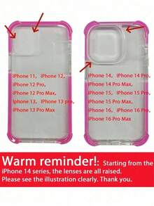 B0CK Hybrid Bumper Armor Transparent Orange Phone Case Shockproof Back Cover Compatible With IPhone 17 Pro Max 17 Pro 17 Air 16 15 14 13 12 11 16E - Màu đỏ hồng + Dây ngắn - Xem 3