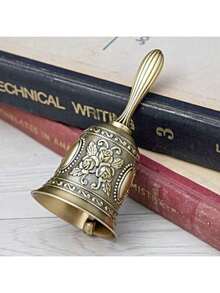 1个优雅黄铜手铃 - 抛光表面 - 适用于婚礼、公告及各种场合，也可用于卧室、旅行、办公室、学校、情人节（送给他/她）、圣诞节礼物、房间装饰 - 青銅色 - 查看 5