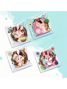 100pcs Easter Bunny Clear Self-Sealing Plastic Gift Bags, Suitable For Candy, Cookies, Snacks, Party Favors, Gift Packaging - Multicolor - View 5