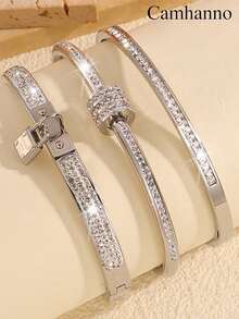 Camhanno 5/3/2/1 قطعة سوار من الفولاذ المقاوم للصدأ أنيق وراقي - يتميز بتفاصيل زخرفية على شكل قفل، يناسب الذهاب اليومي للعمل ليضيف لمسة من الرقي إلى الملابس اليومية، ويتناسب مع مختلف الأزياء بسلاسة؛ ويضفي إحساسًا رومانسيًا على حفلات الحزب، ويكمل أي ارتداء فاخر للمناسبات الاجتماعية؛ هذه الهدية الساحرة في عيد الحب تعزز الطبيعة الرقيقة في سيناريوهات المواعدة، وتجعل جاذبيتك تتألق في كل لحظة رومانسية - متعدد الألوان - مشاهدة 2