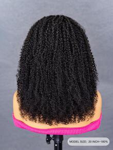 OQ 200% Density 14-26 Inch Invisible Drawstring 360° Seamless Wear African Curly Pre-Bleached Knot Invisible Adhesive-Free Hairline Lace Front Wig - SNatural - View 6