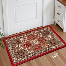1pc Pattern Printed Rug, Faux Wool Mat - Highly Absorbent, Easy To Clean, Suitable For Home Decor, Farmhouse, Entryway, Indoor, Room, Kitchen, Dining Room, Small Office/Home Office, Sink, Laundry Room, Doormat, Kitchen Mat, Non-Slip Mat