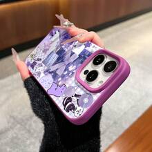 Diseño de funda de teléfono estética morada con flores de calavera y estrellas Compatible con  17  16 Pro Max  15 Pro Max  13 y  12 Tacto suave con imágenes elegantes perfectas para el uso diario y ocasiones especiales Gran idea de regalo para familiares, amigos o seres queridos - Morado - Ver 4