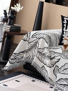 1pc Spring Floral Pattern Sofa Cover, Machine Washable Sofa Slipcover, Pet Proof Sofa Protector, Home Decor Suitable For L-Shaped Sectional, Loveseat, And Sofa, Sold Individually, Holiday Decoration - Black - View 4