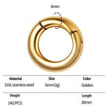 1pc 6mm/8mm Shiny Ear Rings/Ear Plugs, Suitable For Stretched Earlobes, 316 Stainless Steel Material, Piercing Jewelry - 1103 - View 19