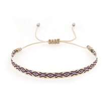 1pc Fashionable Minimalist Bohemian Geometric Retro Pattern Woven Bracelet, Adjustable Woven Bracelet, Stackable Woven Bracelet, Elegant Women's Bracelet, Suitable For Daily Wear, Gift For Family, Friends, Couple, Birthday, Bohemian Fashion Jewelry - Multicolor - View 5