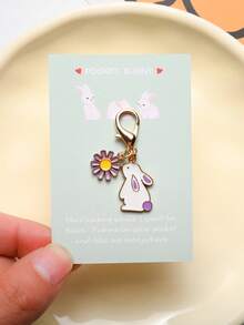 1pc Easter Cute Pocket Rabbit Keychain With Gift Card Stylish Bunny Pendant Key Ring Perfect Gift For Rabbit Lovers - Multicolor - View 8