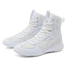 Men's Wrestling Shoes, Martial Arts Shoes, Boxing Shoes, High-Top Men's Fighting Shoes, Training Shoes, Boots, Muay Thai Boxing Shoes, Fitness Kickboxing Shoes, High-Quality Men's Professional Sports Shoes, Comfortable Non-Slip Durable Breathable Ankle Support Textured Shoes - White - View 11