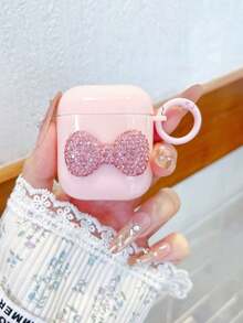 Bow-Knot 1pc Rhinestone Bow + Round TPU Earphone Case, Compatible With Apple 1/2/3/4, Pro/Pro2 Bluetooth Earphone Case - Multicolor - View 3