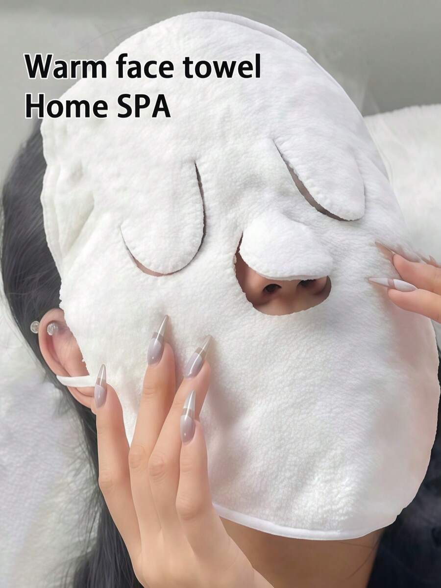 OEIEZ Máscara facial reutilizable para vapor de 9.5"X9.45", máscara facial térmica, toalla para vaporizador facial, adecuada para cuidado facial en el hogar y el salón - Blanco - Ver 1