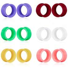 12pcs/8pcs Thin Punk Style 8-19mm PLA Ear Gauges, Simple & Fashionable Personalized Ear Plugs Piercing Jewelry Women - Round - View 21