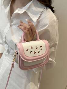 女士新款手提包，时尚可爱卡通手提包，小方包，单肩包，斜挎包 - 粉色 - 查看 12