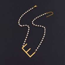 1pc Fashionable Retro Large Letter & Faux Pearl Decor Women Necklace - White - View 11