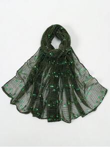 1 lenço bandana leve de cor sólida com lantejoulas, adequado para usar na cabeça, no pescoço, como xale de praia ou para uso diário. - Multicolorido - Ver 5