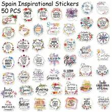 50pcs Latin Christian Religious Quotes Stickers, Back To School Supplies, DIY Scrapbooking, Spanish Bible Verses, Jesus God Aesthetic Stickers, Suitable For Teens & Adults, Gifts & Rewards - Multicolor - View 4